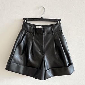 Aritzia Labyrinth Short Cuffed Vegan Leather Shorts in Black